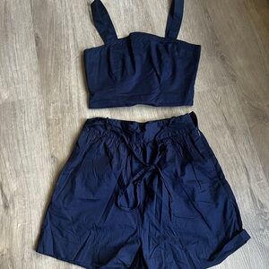 Jason Wu Midnight Blue Crop Top and Shorts Set